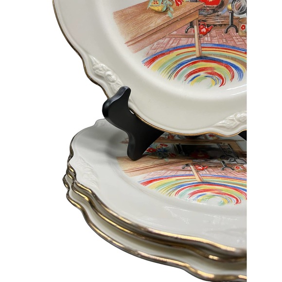 Vintage Homer Laughlin Virginia Rose (Colonial Kitchen) Set of 4 Dinner Plates - Picture 3 of 4